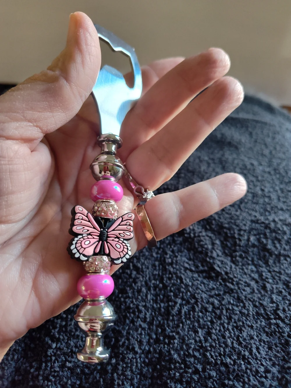 Beaded Butterfly Bottle Opener - Pink Accent